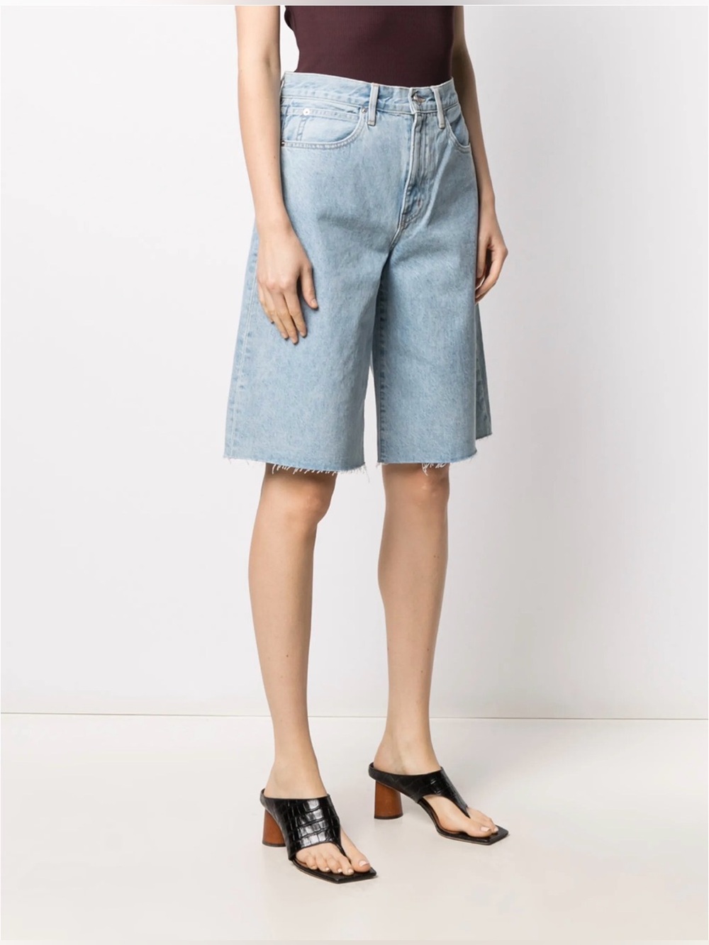 SLVRLAKE Grace Knee Length Denim Shorts